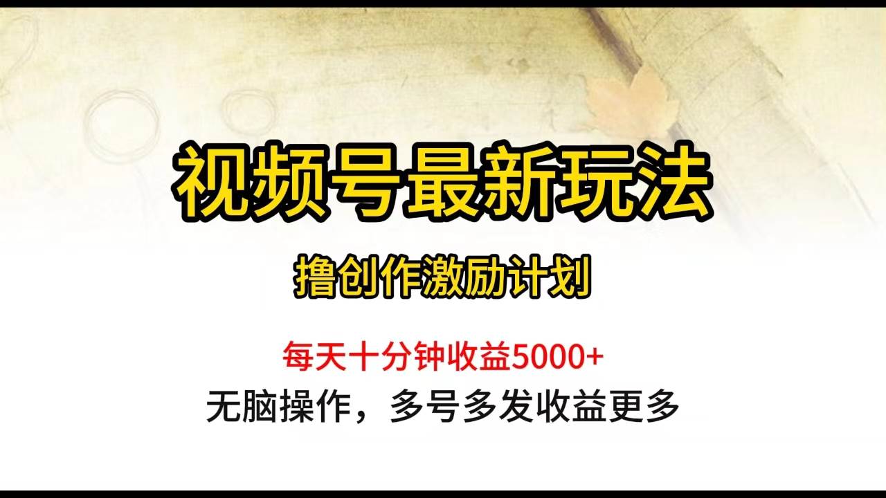 视频号最新玩法，每日一小时月入5000+网创吧-网创项目资源站-副业项目-创业项目-搞钱项目网创吧