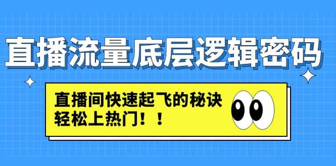 直播流量底层逻辑密码：直播间快速起飞的秘诀，轻松上热门网创吧-网创项目资源站-副业项目-创业项目-搞钱项目网创吧