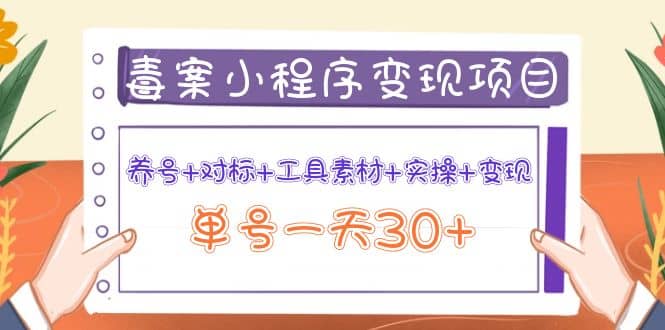 毒案小程序变现项目：养号+对标+工具素材+实操+变现网创吧-网创项目资源站-副业项目-创业项目-搞钱项目网创吧