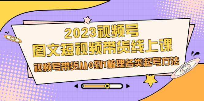 2023视频号-图文短视频带货线上课，视频号带货从0到1梳理各类起号方法网创吧-网创项目资源站-副业项目-创业项目-搞钱项目网创吧