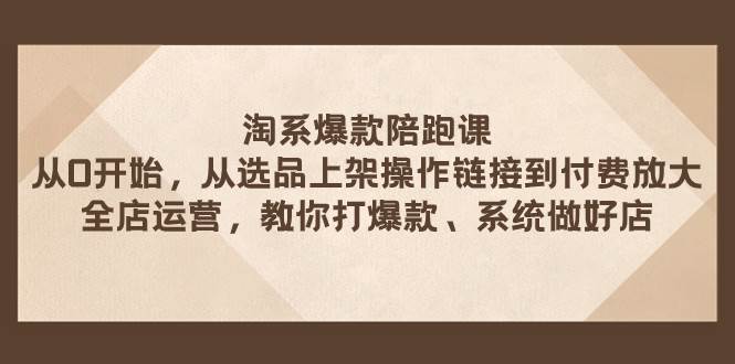 淘系爆款陪跑课 从选品上架操作链接到付费放大 全店运营 打爆款 系统做好店网创吧-网创项目资源站-副业项目-创业项目-搞钱项目网创吧