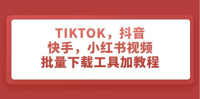 TIKTOK，抖音，快手，小红书视频批量下载工具加教程网创吧-网创项目资源站-副业项目-创业项目-搞钱项目网创吧