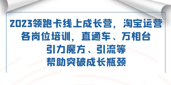 2023领跑·卡 线上成长营 淘宝运营各岗位培训 直通车 万相台 引力魔方 引流网创吧-网创项目资源站-副业项目-创业项目-搞钱项目网创吧