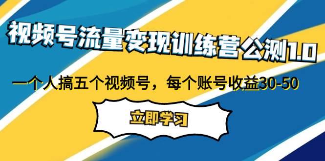 视频号流量变现训练营公测1.0：一个人搞五个视频号，每个账号收益30-50网创吧-网创项目资源站-副业项目-创业项目-搞钱项目网创吧