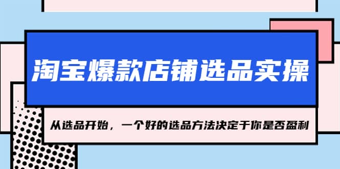 淘宝爆款店铺选品实操，2023从选品开始，一个好的选品方法决定于你是否盈利网创吧-网创项目资源站-副业项目-创业项目-搞钱项目网创吧