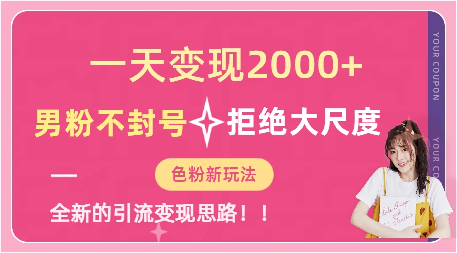 一天收款2000元，男粉不封号拒绝大尺度-色粉全新的变现方法网创吧-网创项目资源站-副业项目-创业项目-搞钱项目网创吧