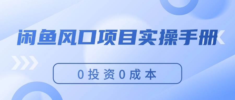 闲鱼风口项目实操手册，0投资0成本，让你做到，月入过万，新手可做网创吧-网创项目资源站-副业项目-创业项目-搞钱项目网创吧