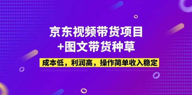 京东视频带货项目+图文带货种草，成本低，利润高，操作简单收入稳定网创吧-网创项目资源站-副业项目-创业项目-搞钱项目网创吧