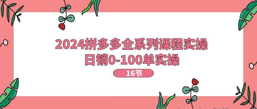 2024拼多多全系列课程实操，日销0-100单实操【16节课】网创吧-网创项目资源站-副业项目-创业项目-搞钱项目网创吧