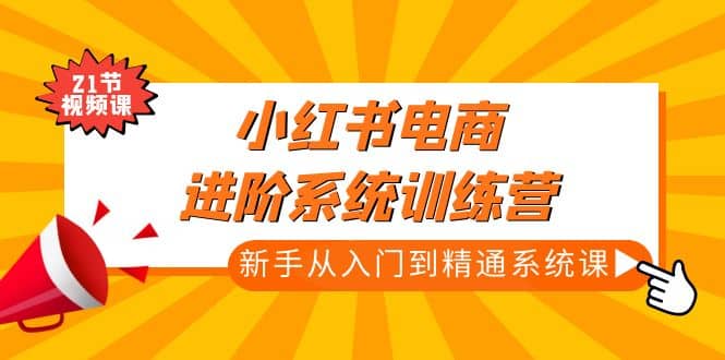 小红书电商进阶系统训练营：新手从入门到精通系统课（21节视频课）网创吧-网创项目资源站-副业项目-创业项目-搞钱项目网创吧