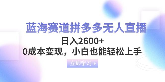 蓝海赛道拼多多无人直播，日入2600+，0成本变现，小白也能轻松上手网创吧-网创项目资源站-副业项目-创业项目-搞钱项目网创吧