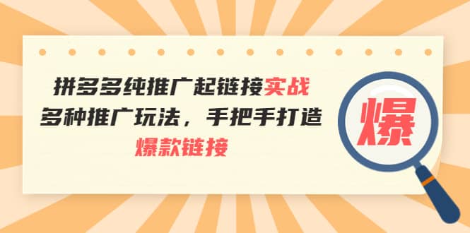 拼多多纯推广起链接实战：多种推广玩法，手把手打造爆款链接网创吧-网创项目资源站-副业项目-创业项目-搞钱项目网创吧