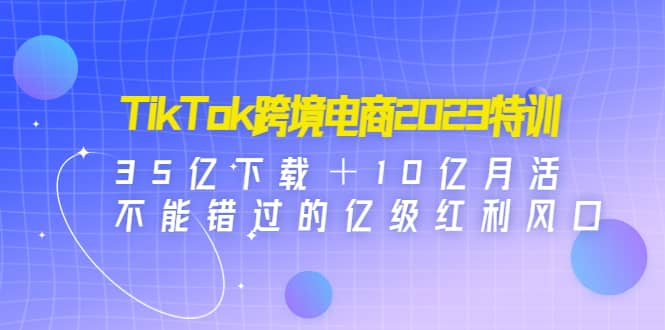 TikTok跨境电商2023特训：35亿下载＋10亿月活，不能错过的亿级红利风口网创吧-网创项目资源站-副业项目-创业项目-搞钱项目网创吧