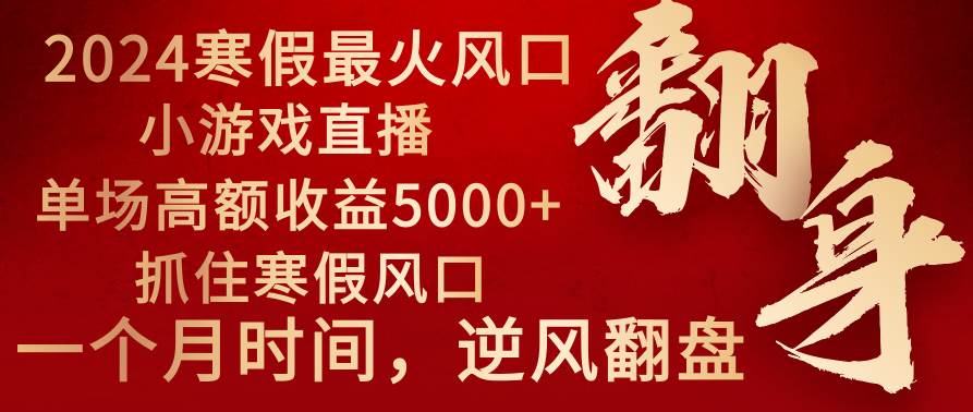 2024年最火寒假风口项目 小游戏直播 单场收益5000+抓住风口 一个月直接提车网创吧-网创项目资源站-副业项目-创业项目-搞钱项目网创吧