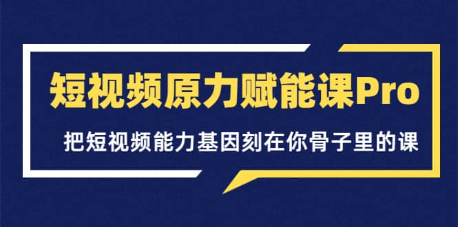 短视频原力赋能课Pro，把短视频能力基因刻在你骨子里的课（价值4999元）网创吧-网创项目资源站-副业项目-创业项目-搞钱项目网创吧