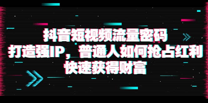 抖音短视频流量密码：打造强IP，普通人如何抢占红利，快速获得财富网创吧-网创项目资源站-副业项目-创业项目-搞钱项目网创吧