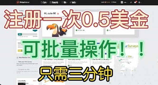 国外项目注册一次0.5美金 只需三分钟无脑操作 可批量放大 小白工作室福利网创吧-网创项目资源站-副业项目-创业项目-搞钱项目网创吧