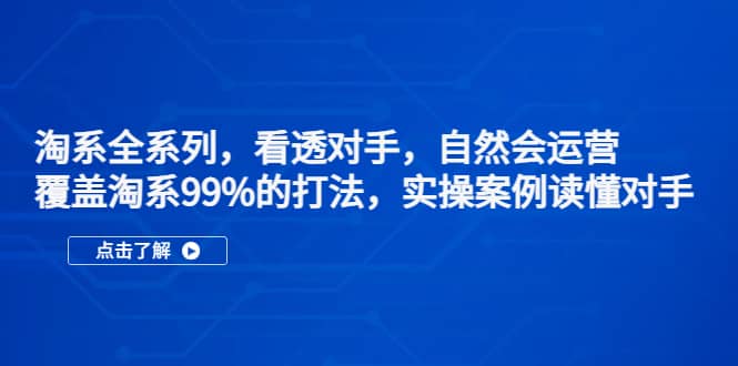 淘系全系列，看透对手，自然会运营，覆盖淘系99%·打法，实操案例读懂对手网创吧-网创项目资源站-副业项目-创业项目-搞钱项目网创吧