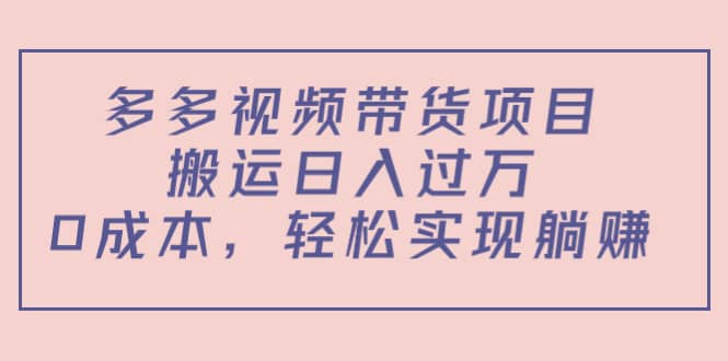 多多视频带货项目（教程+软件）网创吧-网创项目资源站-副业项目-创业项目-搞钱项目网创吧