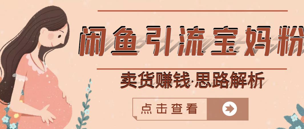 闲鱼引流宝妈粉+卖货赚钱一个月收益30000+（实操视频教程）网创吧-网创项目资源站-副业项目-创业项目-搞钱项目网创吧