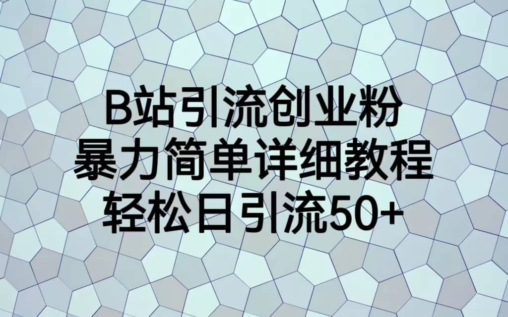 B站引流创业粉，暴力简单详细教程，轻松日引流50+网创吧-网创项目资源站-副业项目-创业项目-搞钱项目网创吧