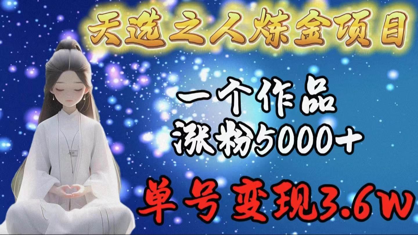 天选之人炼金项目，一个作品涨粉5000+，单号变现3.6w网创吧-网创项目资源站-副业项目-创业项目-搞钱项目网创吧