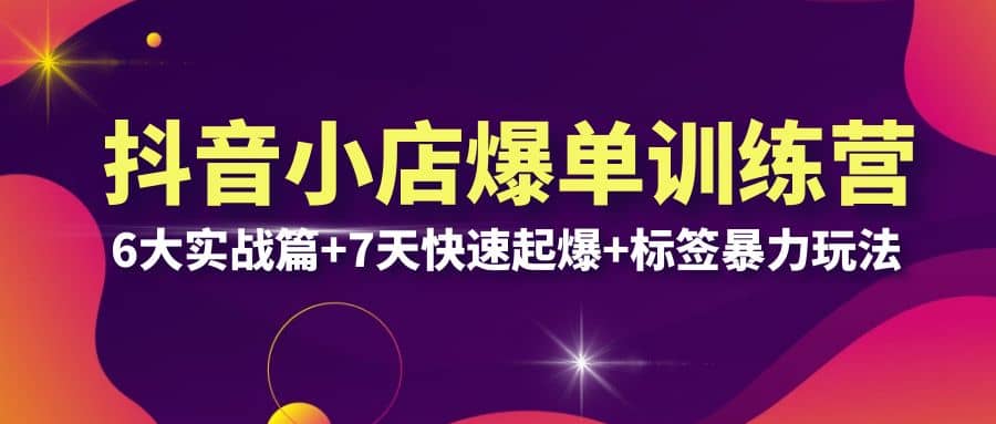 抖音小店爆单训练营VIP线下课：6大实战篇+7天快速起爆+标签暴力玩法(32节)网创吧-网创项目资源站-副业项目-创业项目-搞钱项目网创吧