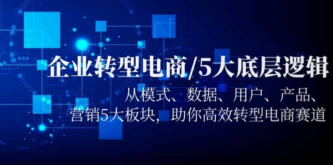 企业转型电商/5大底层逻辑，从模式 数据 用户 产品 营销5大板块，高效转型网创吧-网创项目资源站-副业项目-创业项目-搞钱项目网创吧