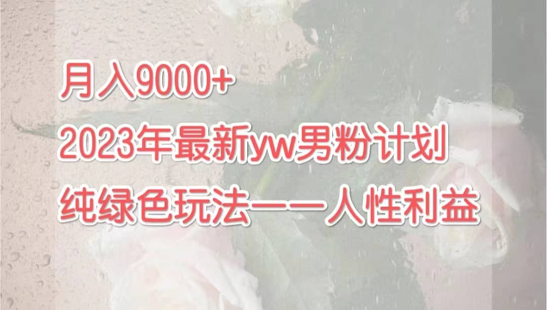 月入9000+2023年9月最新yw男粉计划绿色玩法——人性之利益网创吧-网创项目资源站-副业项目-创业项目-搞钱项目网创吧