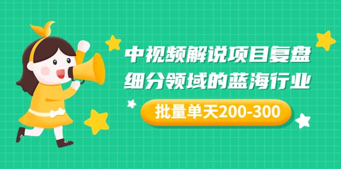 某付费文章：中视频解说项目复盘：细分领域的蓝海行业 批量单天200-300收益网创吧-网创项目资源站-副业项目-创业项目-搞钱项目网创吧