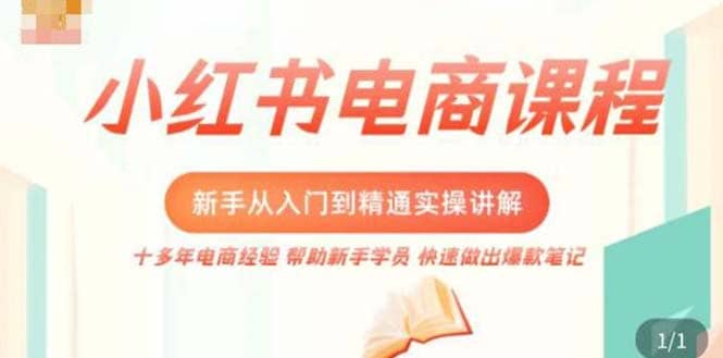 小红书电商新手入门到精通实操课，从入门到精通做爆款笔记，开店运营网创吧-网创项目资源站-副业项目-创业项目-搞钱项目网创吧