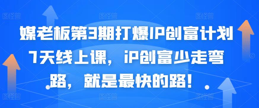 媒老板第3期打爆IP创富计划7天线上课，iP创富少走弯路，就是最快的路！网创吧-网创项目资源站-副业项目-创业项目-搞钱项目网创吧