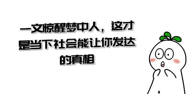 某公众号付费文章《一文 惊醒梦中人，这才是当下社会能让你发达的真相》网创吧-网创项目资源站-副业项目-创业项目-搞钱项目网创吧