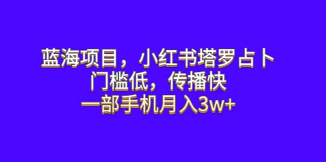 蓝海项目，小红书塔罗占卜，门槛低，传播快，一部手机月入3w+网创吧-网创项目资源站-副业项目-创业项目-搞钱项目网创吧