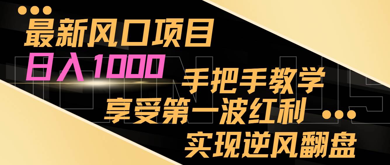 最新风口项目，日入过千，抓住当下风口，享受第一波红利，实现逆风翻盘网创吧-网创项目资源站-副业项目-创业项目-搞钱项目网创吧