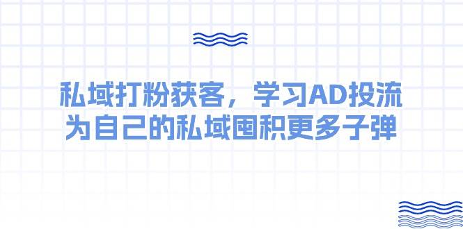 某收费课：私域打粉获客，学习AD投流，为自己的私域囤积更多子弹网创吧-网创项目资源站-副业项目-创业项目-搞钱项目网创吧