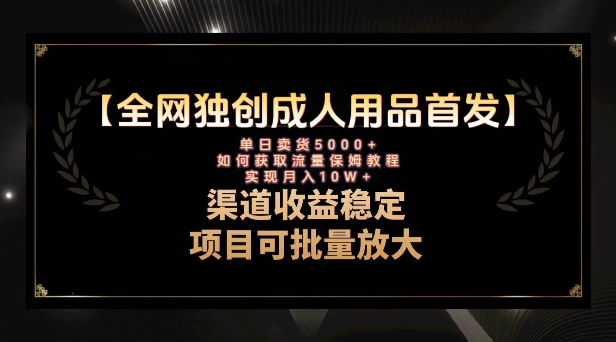 最新全网独创首发，成人用品赛道引流获客，月入10w保姆级教程网创吧-网创项目资源站-副业项目-创业项目-搞钱项目网创吧