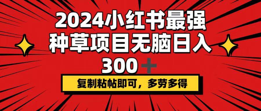 2024小红书最强种草项目，无脑日入300+，复制粘帖即可，多劳多得网创吧-网创项目资源站-副业项目-创业项目-搞钱项目网创吧