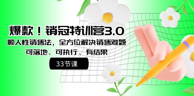 爆款！销冠特训营3.0之顺人性销售法，全方位解决销售难题、可落地、可执行、有结果网创吧-网创项目资源站-副业项目-创业项目-搞钱项目网创吧