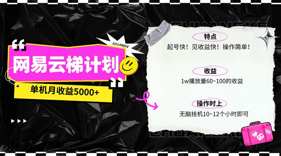 最新网易云梯计划网页版，单机月收益5000+！可放大操作网创吧-网创项目资源站-副业项目-创业项目-搞钱项目网创吧