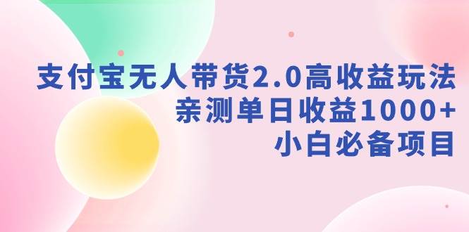 支付宝无人带货2.0高收益玩法，亲测单日收益1000+，小白必备项目网创吧-网创项目资源站-副业项目-创业项目-搞钱项目网创吧