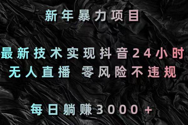 新年暴力项目，最新技术实现抖音24小时无人直播 零风险不违规 每日躺赚3000网创吧-网创项目资源站-副业项目-创业项目-搞钱项目网创吧