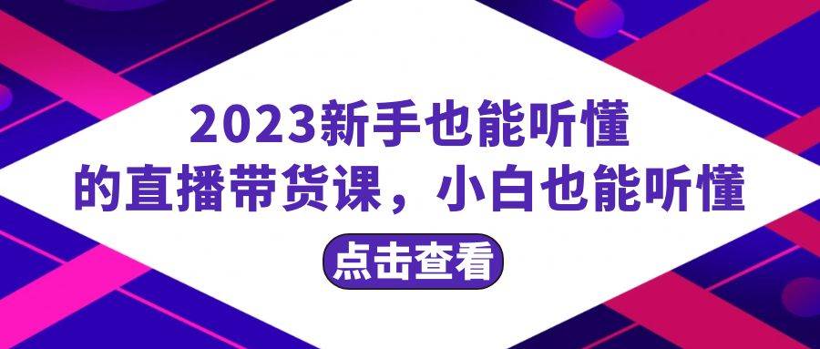 2023新手也能听懂的直播带货课，小白也能听懂，20节完整网创吧-网创项目资源站-副业项目-创业项目-搞钱项目网创吧