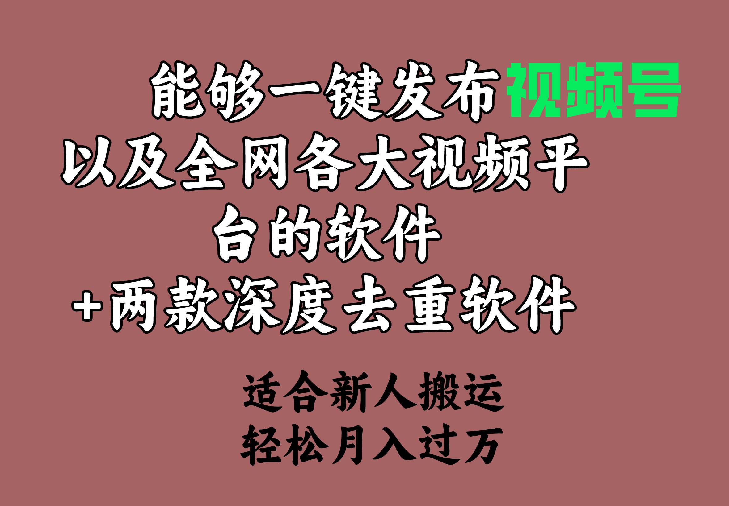 能够一键发布视频号以及全网各大视频平台的软件+两款深度去重软件 适合…网创吧-网创项目资源站-副业项目-创业项目-搞钱项目网创吧