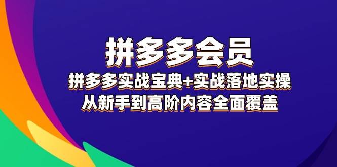 拼多多 会员，拼多多实战宝典+实战落地实操，从新手到高阶内容全面覆盖网创吧-网创项目资源站-副业项目-创业项目-搞钱项目网创吧