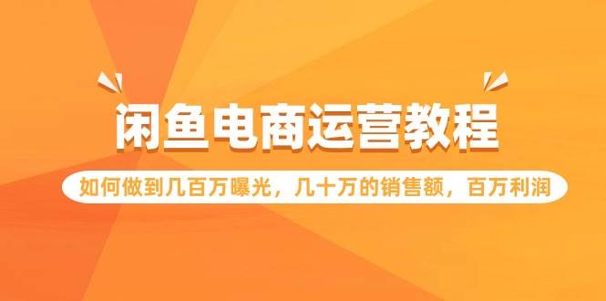 闲鱼电商运营教程：如何做到几百万曝光，几十万的销售额，百万利润网创吧-网创项目资源站-副业项目-创业项目-搞钱项目网创吧