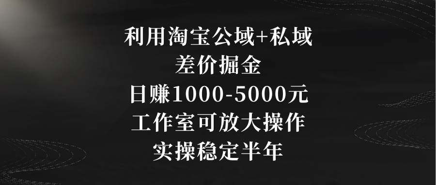 利用淘宝公域+私域差价掘金，日赚1000-5000元，工作室可放大操作，实操…网创吧-网创项目资源站-副业项目-创业项目-搞钱项目网创吧