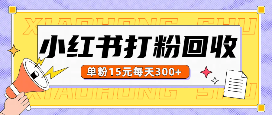 小红书打粉，单粉15元回收每天300+网创吧-网创项目资源站-副业项目-创业项目-搞钱项目网创吧