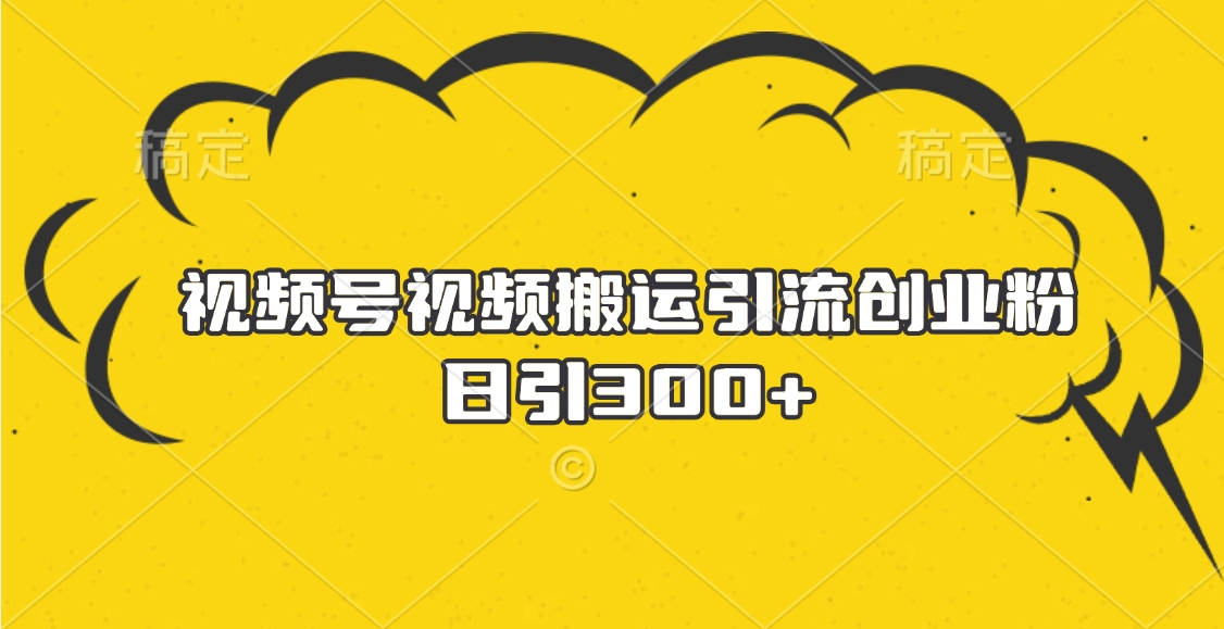 视频号视频搬运引流创业粉，日引300+网创吧-网创项目资源站-副业项目-创业项目-搞钱项目网创吧