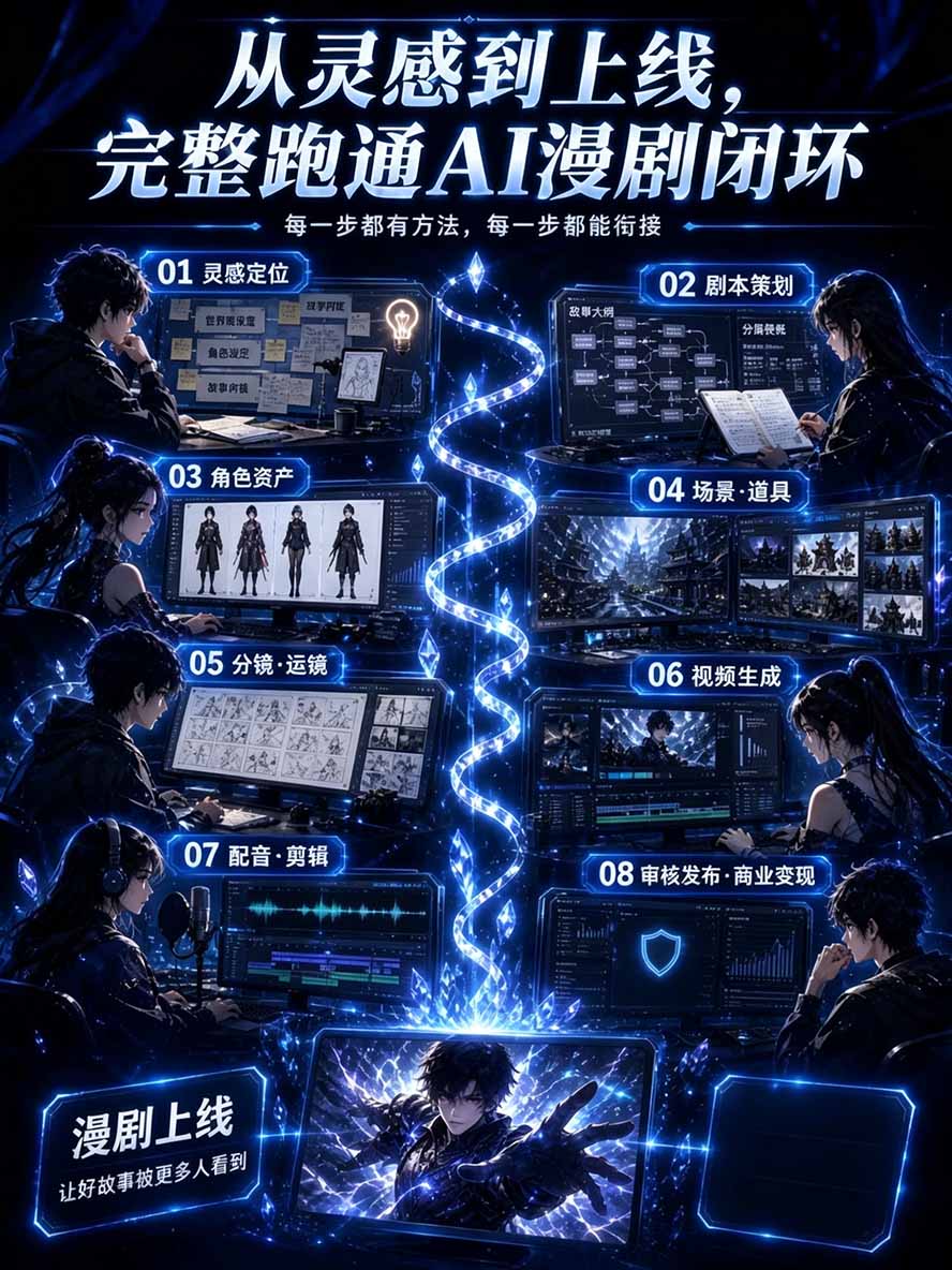 (20906期)【无水印】2026AI漫剧创作与商业变现掘金营:打通选题→AI编剧→角色场景→自动分镜→视频生成→剪辑发布→运营变现网创吧-网创项目资源站-副业项目-创业项目-搞钱项目网创吧